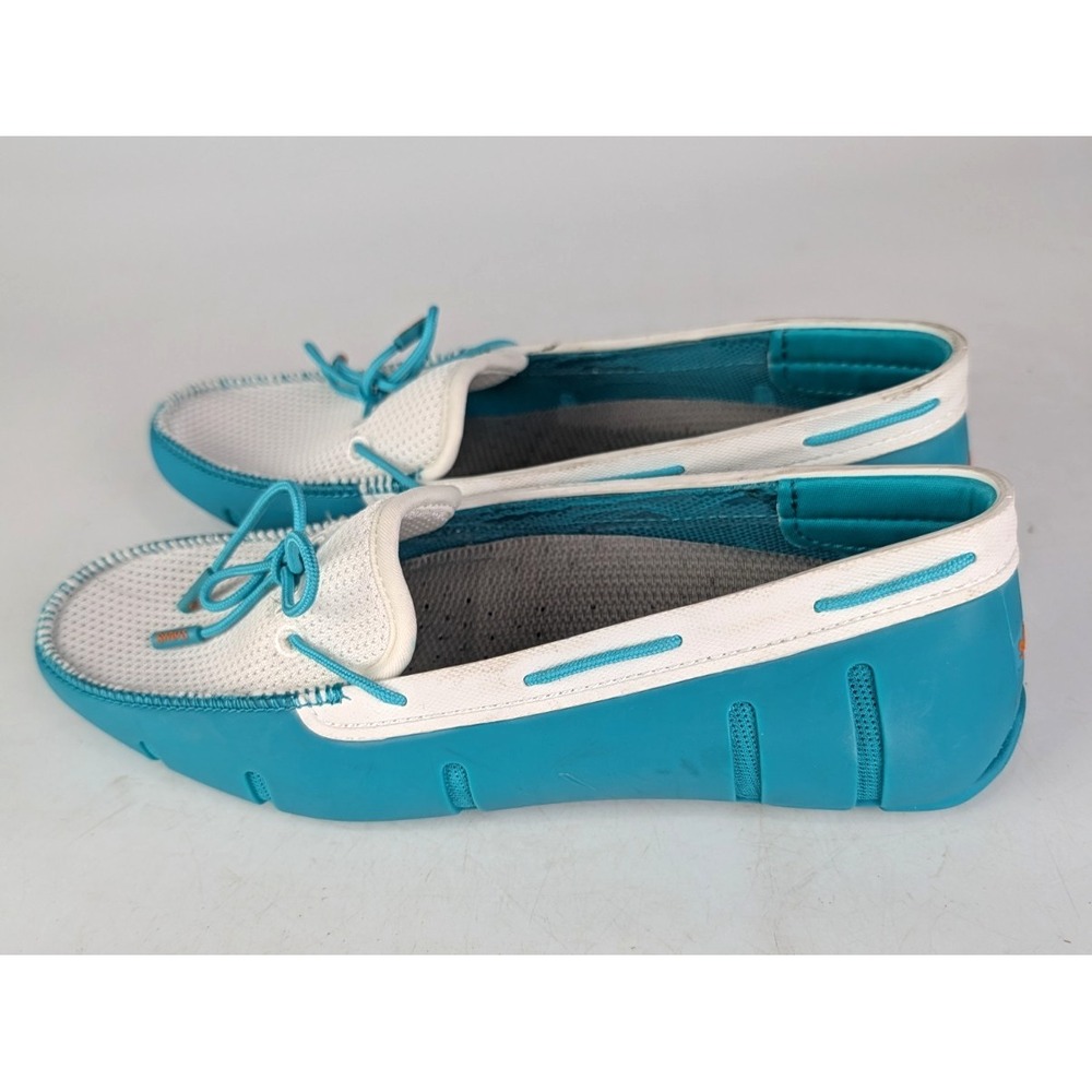 Swims Braided Women's Size: 40 / 9 Turquoise & White Boating Loafer Water Shoes - Picture 3 of 6
